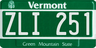 VT license plate ZLI251