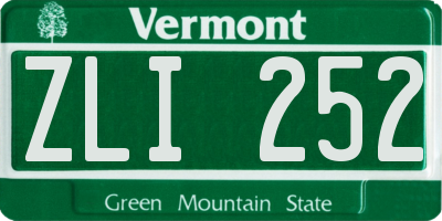 VT license plate ZLI252