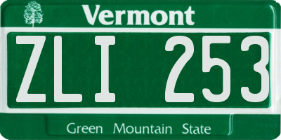 VT license plate ZLI253