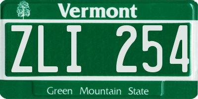 VT license plate ZLI254