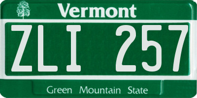 VT license plate ZLI257