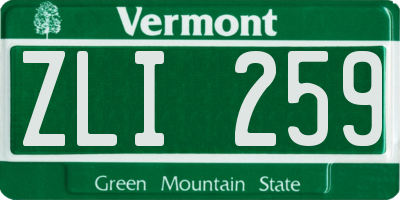 VT license plate ZLI259