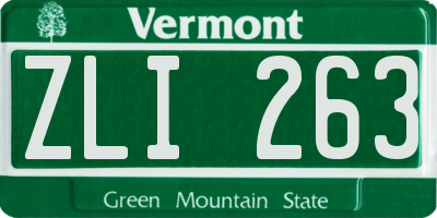 VT license plate ZLI263