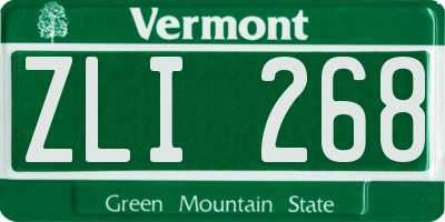 VT license plate ZLI268