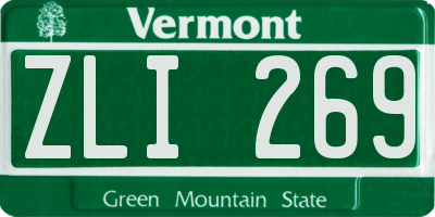 VT license plate ZLI269