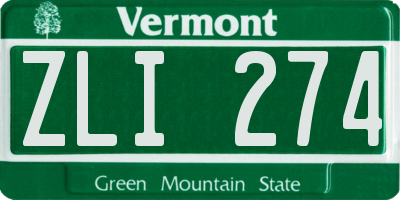 VT license plate ZLI274