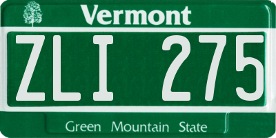 VT license plate ZLI275