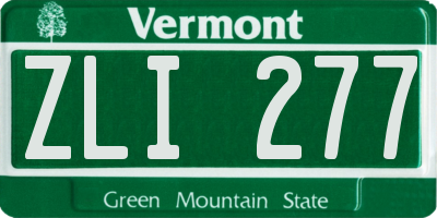 VT license plate ZLI277