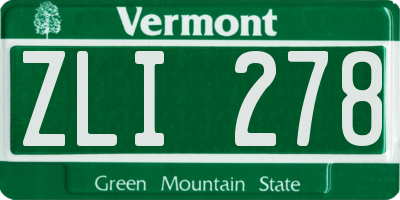 VT license plate ZLI278