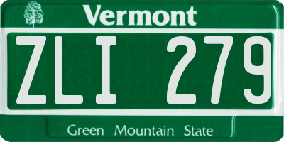 VT license plate ZLI279