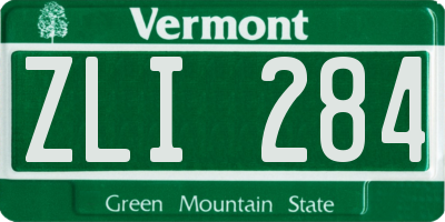 VT license plate ZLI284