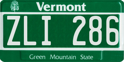 VT license plate ZLI286