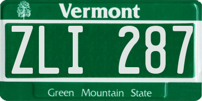 VT license plate ZLI287