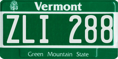 VT license plate ZLI288