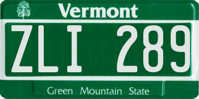 VT license plate ZLI289