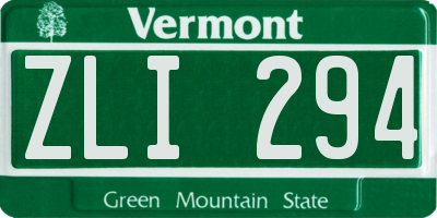 VT license plate ZLI294