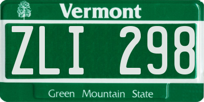 VT license plate ZLI298