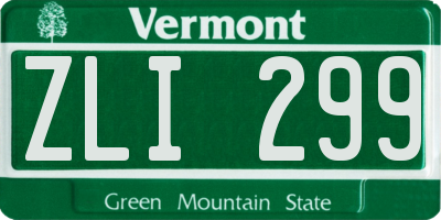 VT license plate ZLI299
