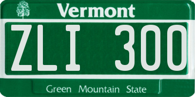 VT license plate ZLI300