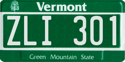 VT license plate ZLI301