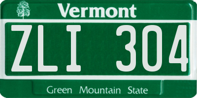 VT license plate ZLI304