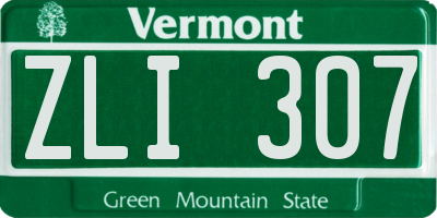 VT license plate ZLI307