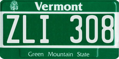 VT license plate ZLI308