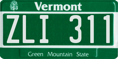 VT license plate ZLI311