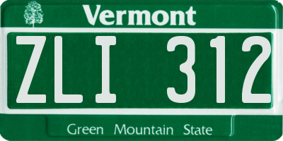 VT license plate ZLI312
