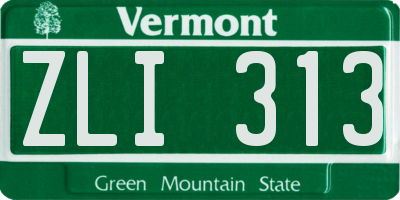 VT license plate ZLI313