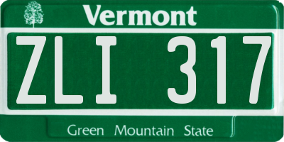 VT license plate ZLI317