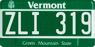 VT license plate ZLI319