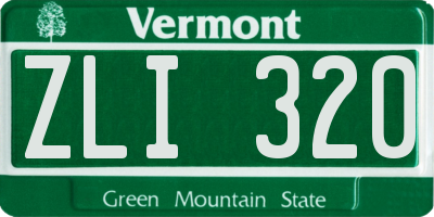 VT license plate ZLI320