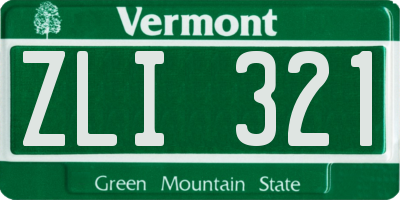 VT license plate ZLI321