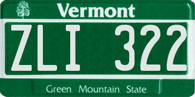 VT license plate ZLI322