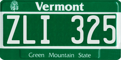 VT license plate ZLI325