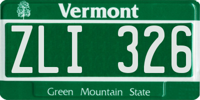 VT license plate ZLI326