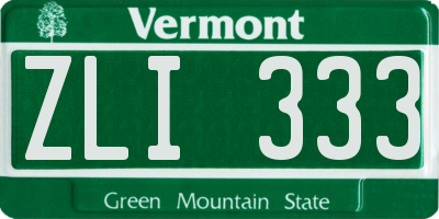 VT license plate ZLI333