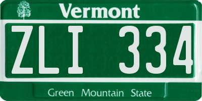VT license plate ZLI334