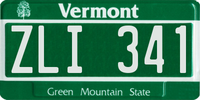 VT license plate ZLI341