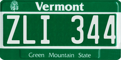 VT license plate ZLI344