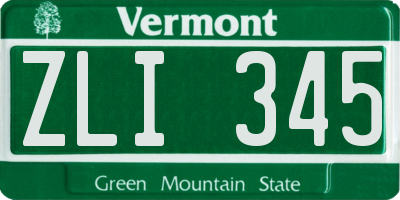VT license plate ZLI345