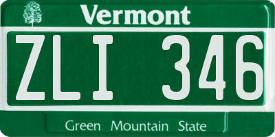 VT license plate ZLI346