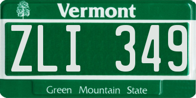 VT license plate ZLI349