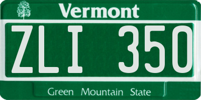 VT license plate ZLI350