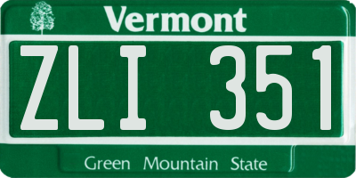 VT license plate ZLI351