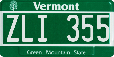 VT license plate ZLI355