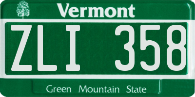 VT license plate ZLI358