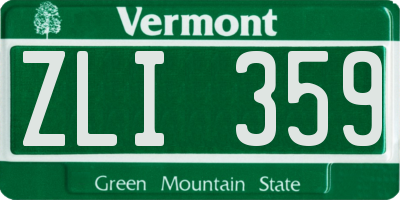 VT license plate ZLI359