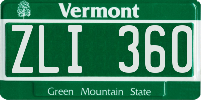 VT license plate ZLI360